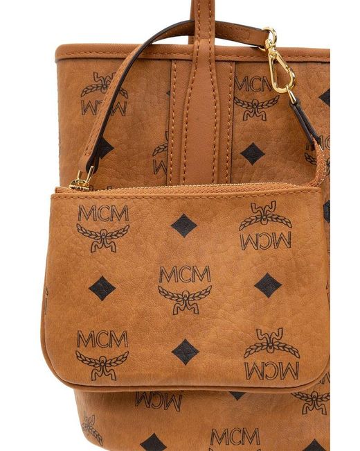 MCM Brown Liz Reversible Mini Top Handle Bag