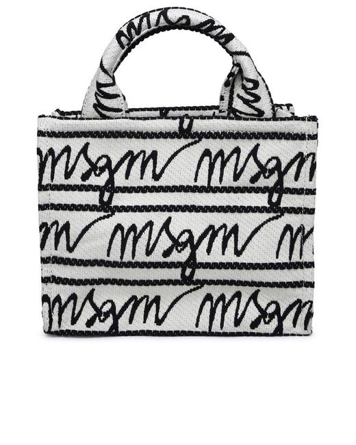MSGM Black Small 'Tote' Two-Tone Canvas Bag