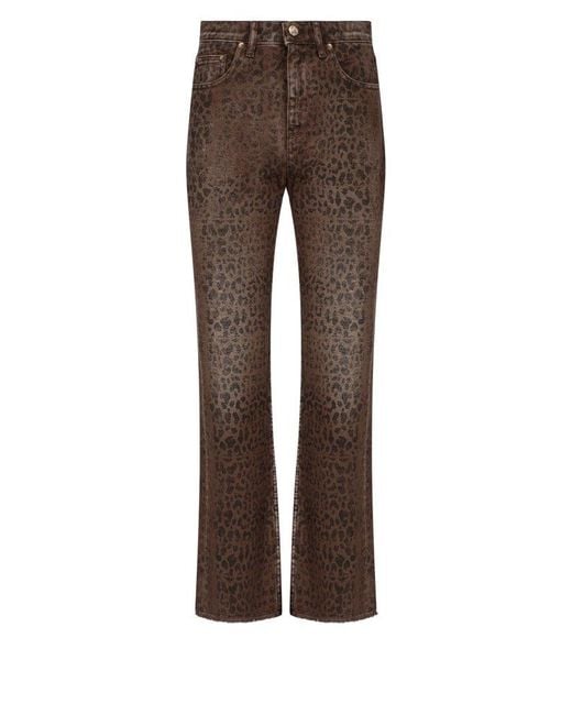 Golden Goose Deluxe Brand Brown Leopard Printed Flared Jeans