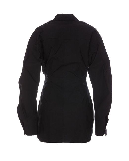 The Attico Black Cut-out Buttoned Bustier Shirt Dress