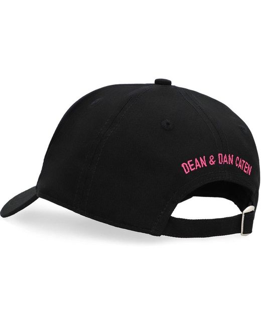 DSquared² Pink Logo Printed Curved Peak Baseball Cap for men