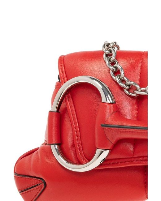 Gucci Red 'horsebit Chain' Handbag