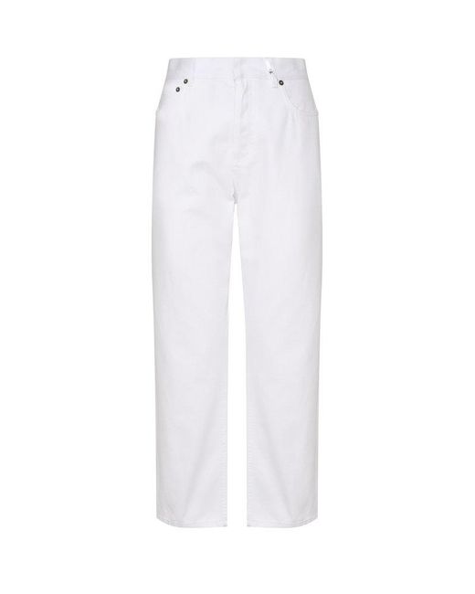 Dior White Button Detailed Straight Leg Trousers