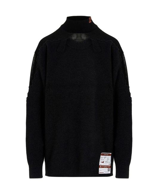 Maison Mihara Yasuhiro Wool Logo Patch Panelled Sweater in Black | Lyst