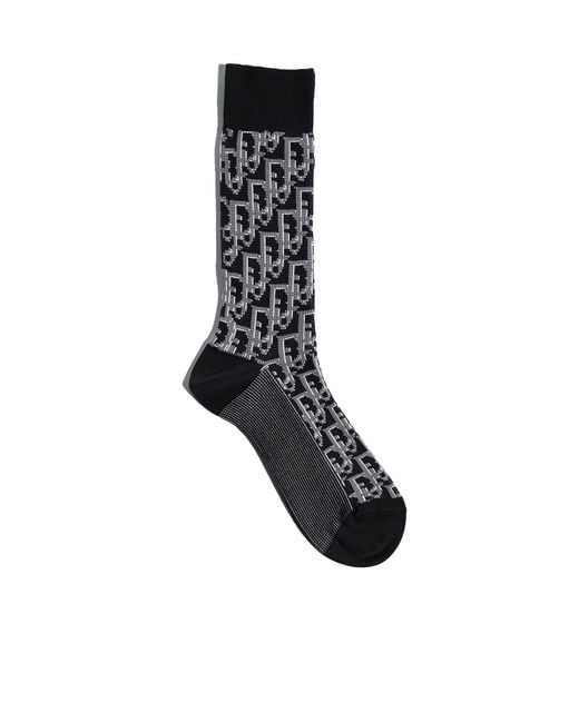 Dior Black Oblique Intarsia Socks for men