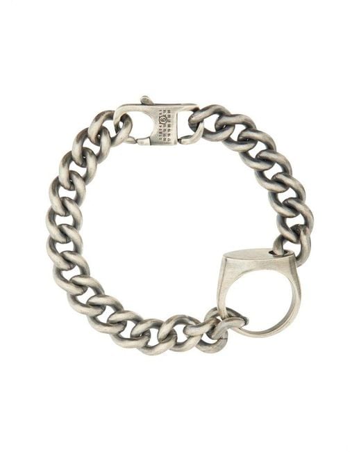 MM6 by Maison Martin Margiela Metallic Signet Ring-Charm Numeric Bracelet
