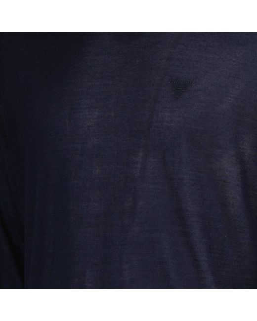 Prada Blue Mélange-Effect Crewneck Jumper for men