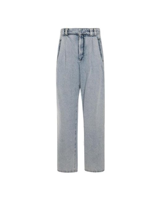 Brunello Cucinelli Gray Low-rise Wide-leg Whiskering Effect Jeans