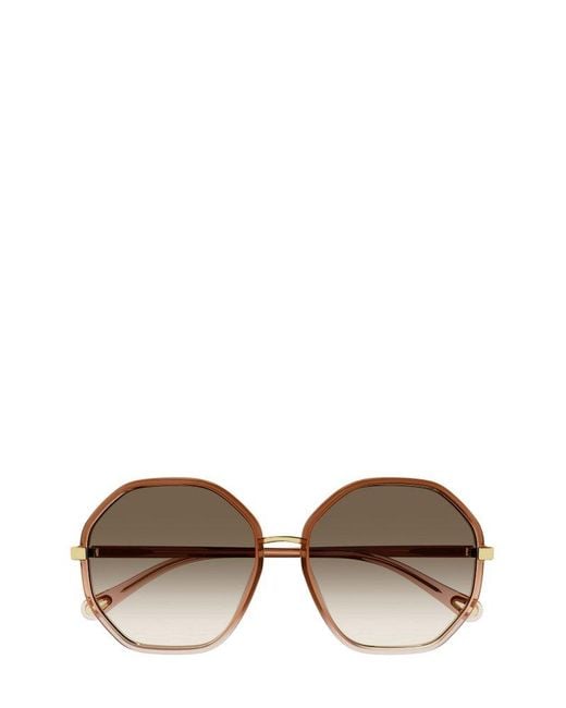 Chloé Brown Hexagon Frame Sunglasses