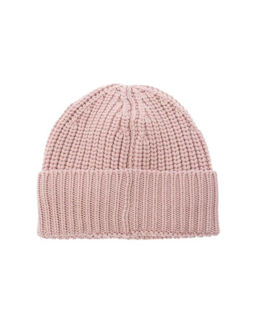 Moncler Pink Logo-patch Ribbed-knit Beanie
