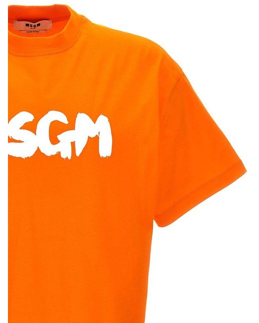 MSGM Orange Logo T-shirt for men