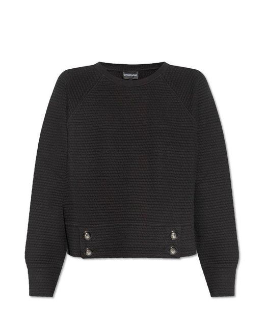 Giorgio Armani Black Sweatshirt With Decorative Buttons