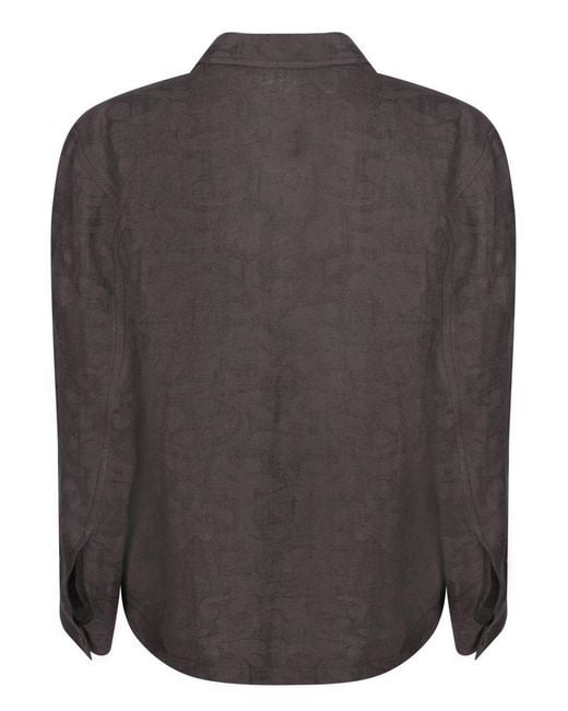 Tagliatore Black Buttoned-Up Jacquard Overshirt for men