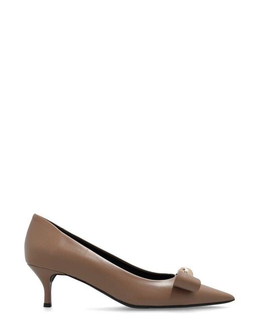 Furla Brown Bow-Detailed Pointed-Toe Pumps