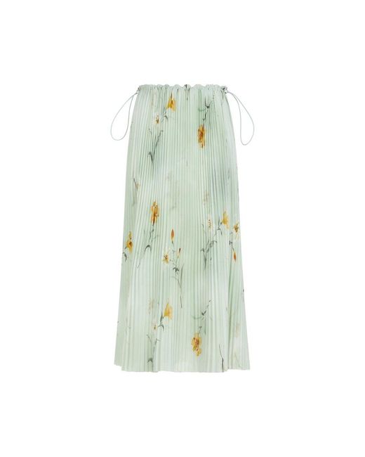 Balenciaga Green Floral Print Drawstring Skirt
