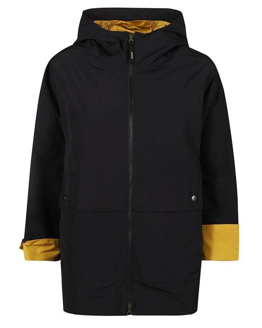 Aspesi Black Hennie Pleat Detailed Hooded Jacket