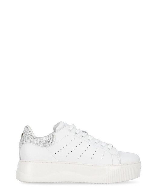 Cult White Platform Lace-Up Sneakers