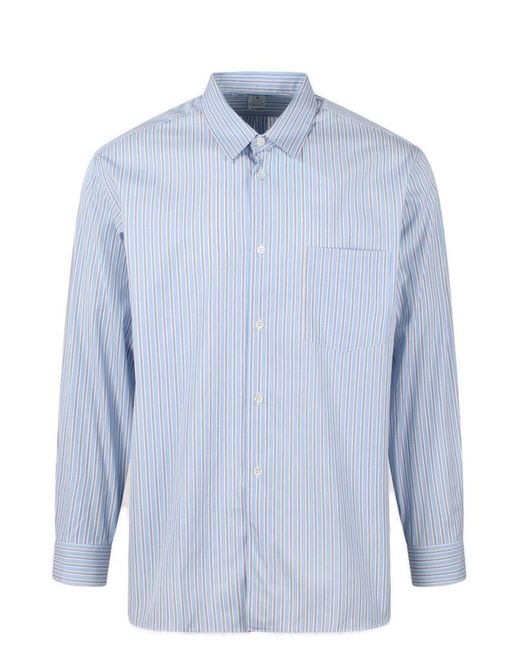 Comme des Garçons Blue Vertical-stripe Buttoned Shirt for men