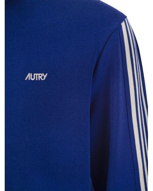 Autry Blue Knitted Tennis Zip Jacket for men