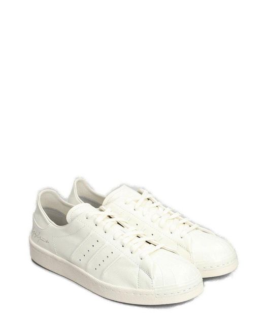 Y-3 White Superstar Lace-up Leather Sneakers