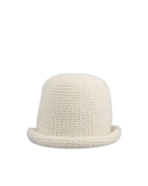 Loro Piana White Crochet Knitted Hat