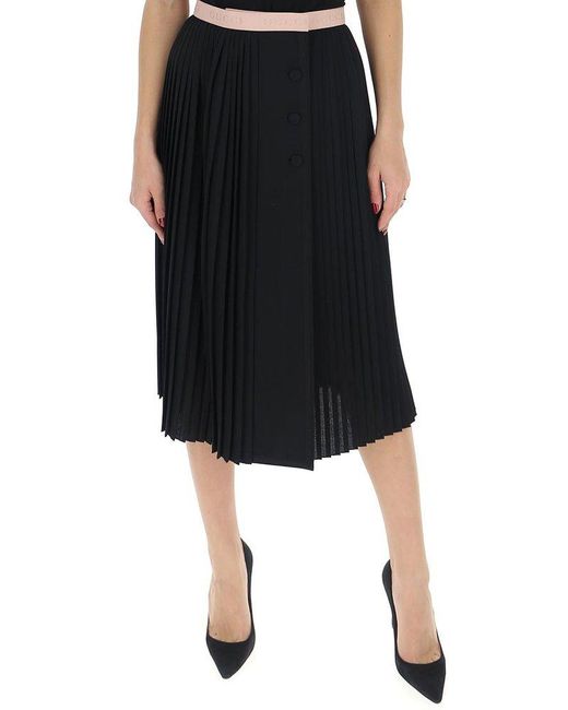 Gucci Black Contrasting Trim Pleated Skirt