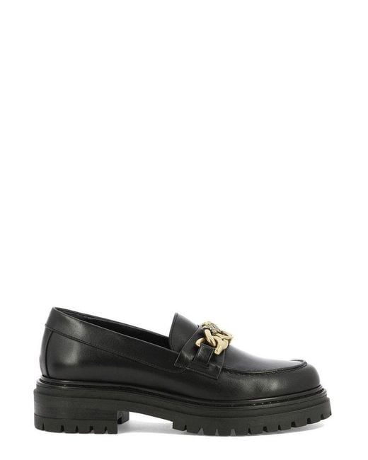 Pinko Black Chain-detailed Round Toe Loafers