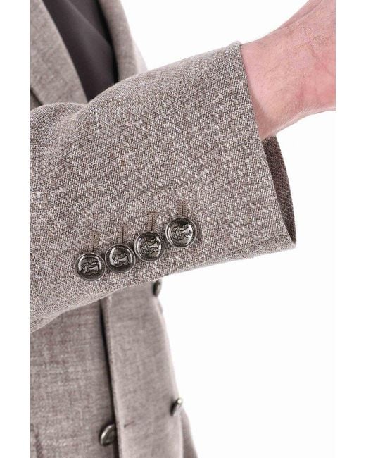 Brunello Cucinelli Gray Diagonal Deconstructed Suits for men