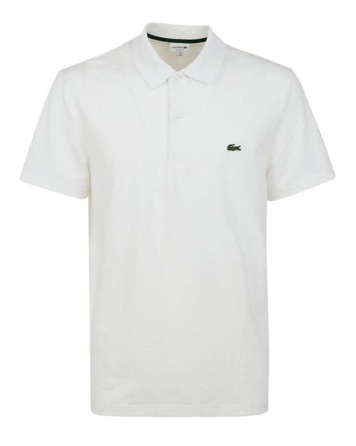 Lacoste White Logo-embroidered Short-sleeved Polo Shirt for men