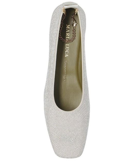 MARIA LUCA White Chain Detail Flat Shoes