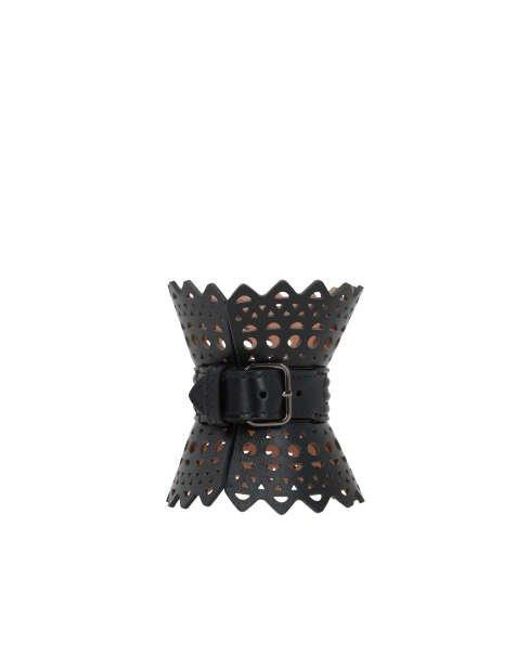 Alaïa Black Cut-out Detailed Buckled Corset Bracelet