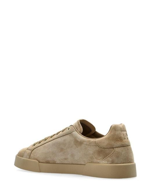 Dolce & Gabbana Brown Portofino Logo Perforated Sneakers for men