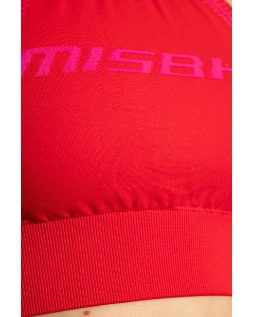 M I S B H V Red Logo-jacquard Cropped Sports Bra