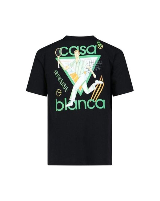 Casablancabrand Black Le Jeu Crewneck T-shirt for men