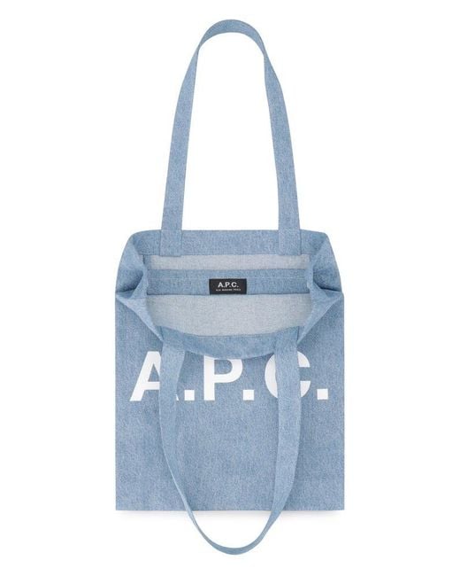 A.P.C. Blue Lou Logo Detail Tote Bag