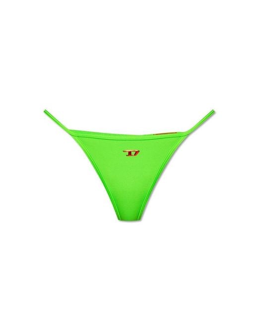 DIESEL Green Bfst-helena Logo Plaque Bikini Bottoms