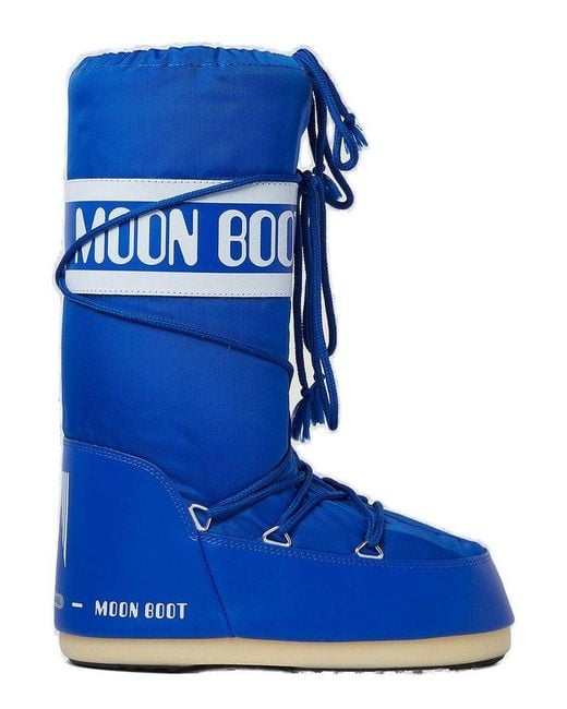 Moon Boot Blue Logo Detailed Lace-up Boots for men