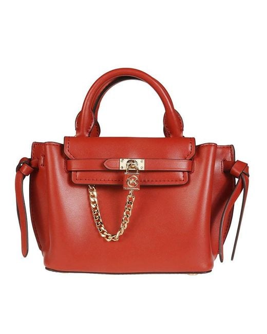 Michael Kors Red Chained Top Handle Tote Bag