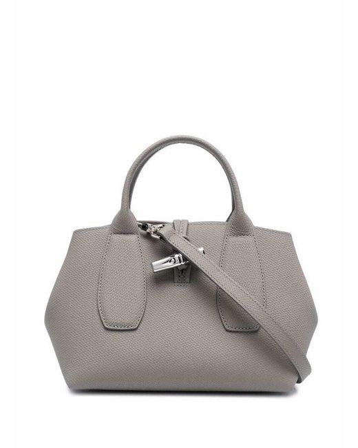 Longchamp Gray Roseau Small Top Handle Bag