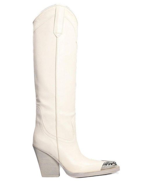 Paris Texas White El Dorado Pointed Toe Knee-high Boots