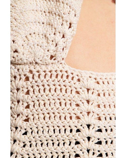 The Mannei White Halter Neck Crochet Dress