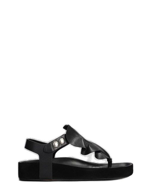 Isabel Marant Black Isela Ruffled Sandals