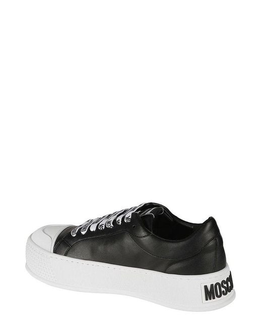 Moschino Black Round Toe Lace-up Sneakers for men