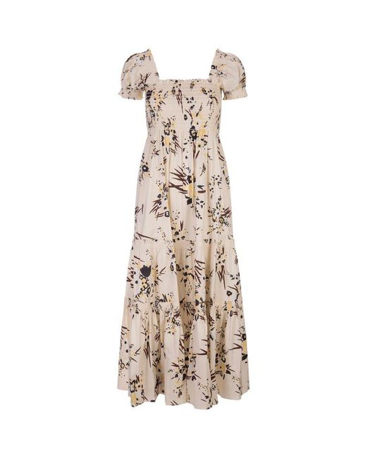 Tory Burch Natural Allover Graphic Printed Dress