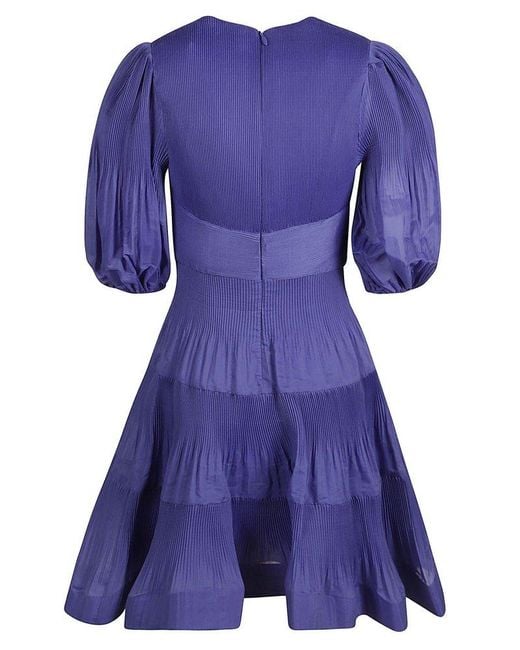 Zimmermann Purple Pleated Flared Mini Dress
