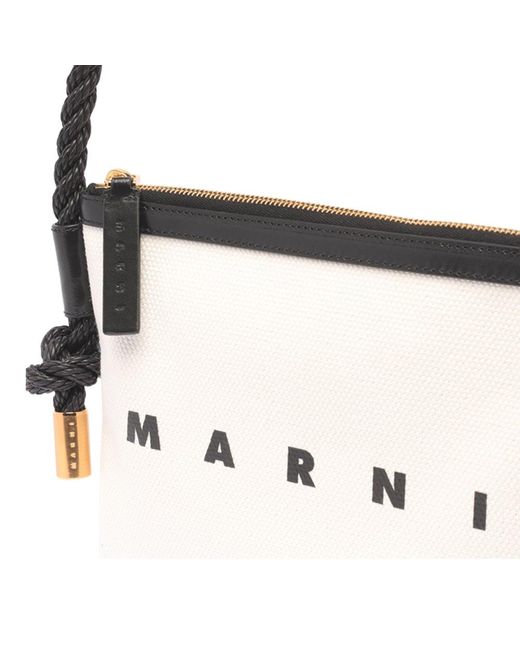 Marni Natural Logo-printed Zipped Clutch Bag