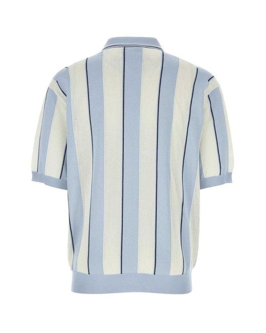 年末のプロモーション Prada Short-sleeved Striped Knitted Polo Shirt in Blue for トップス