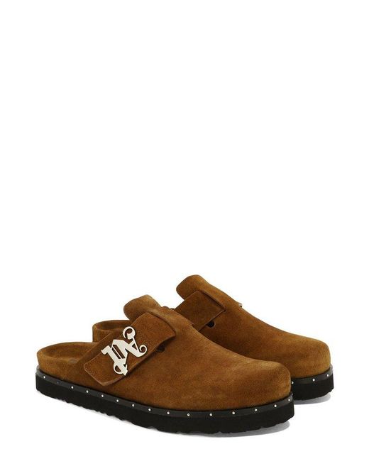 Palm Angels Brown Pa Monogram Studded Mules for men