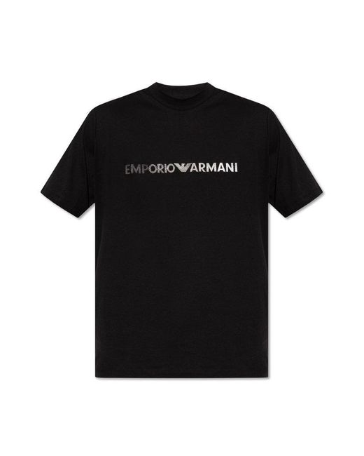 Emporio Armani Black Cotton T-Shirt for men