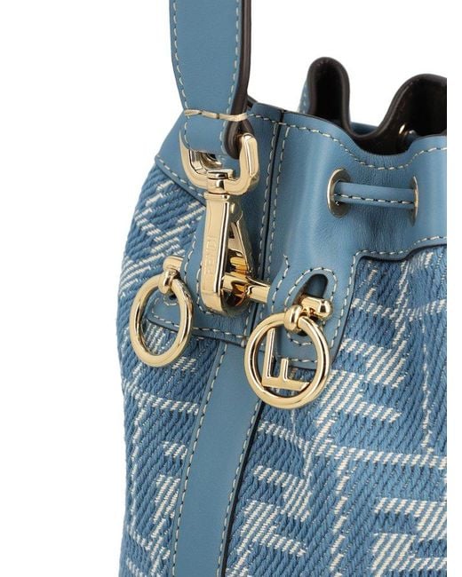 Fendi Blue Mon Tresor Ff Jacquard Mini Bucket Bag